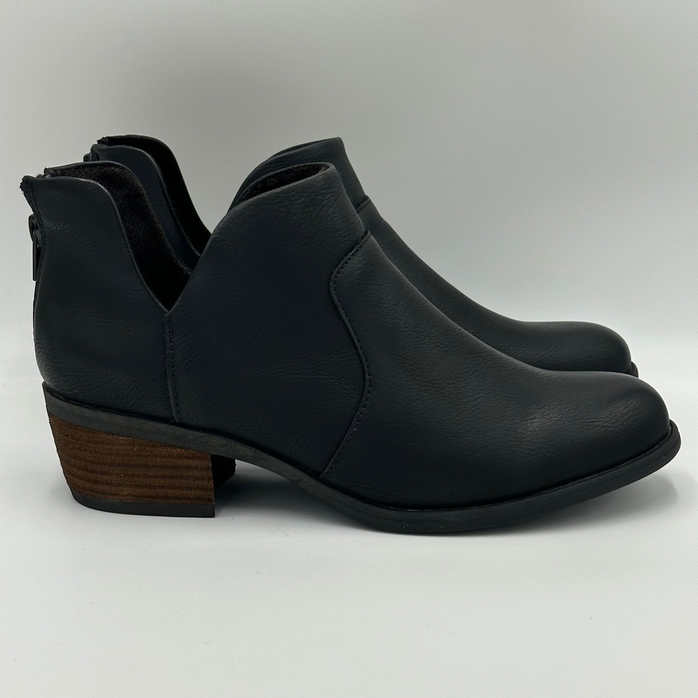 NWT B.O.C. Lucy Western Bootie Black Faux Leather Ankle Boots Heel Womens Size 8